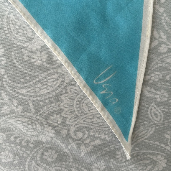 Vintage Vara Head Scarf Japan Setting Rising Sun Geometric Green blue white - Picture 3 of 10